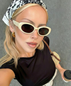 Eyesofia Uovo Oval Vintage Model Unisex Krem Kahverengi Lüx Güneş Gözlüğü