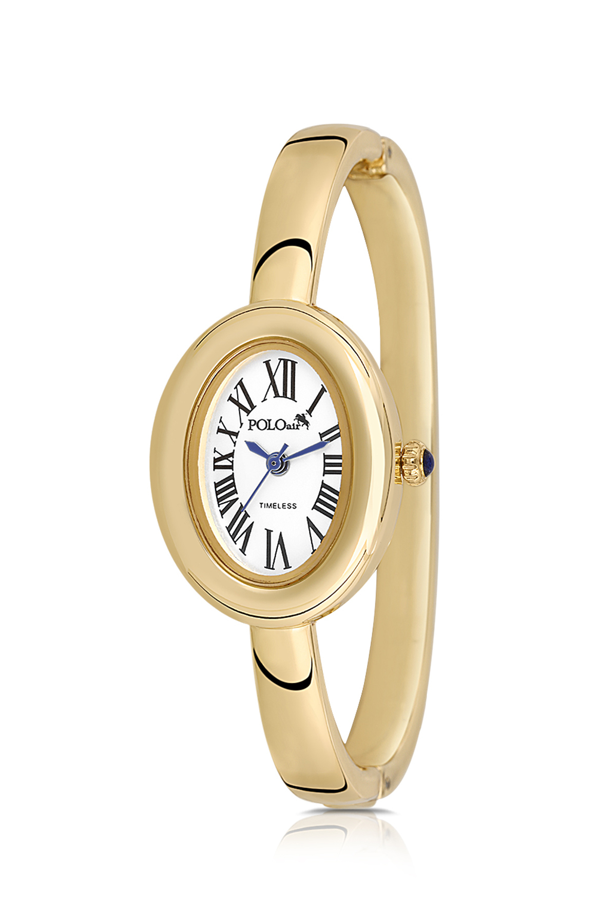 polo air Kelepçeli Oval Kasa Romen Rakamlı Kadın Kol Saati Gold Renk PL-1589B1x