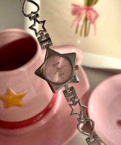 Dem Accessory Çelik | Pink StarGirl Saat - Pembe Yıldızlı Kadın Saat
