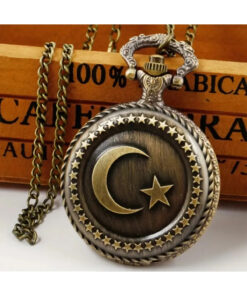 Alternative view of Store Türk Bayraklı Kutulu Köstekli Cep Saati Zincirli Metal Vintage Saat