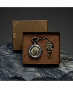 Store Türk Bayraklı Kutulu Köstekli Cep Saati Zincirli Metal Vintage Saat
