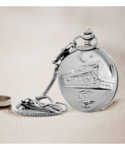 gifttime Kişiye Özel Tcdd Tren Kabartmalı Silver Köstekli Cep Saati - Görsel 3