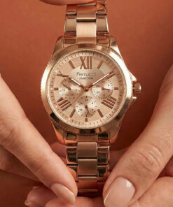 Ferrucci Tüm Fonksiyonları Aktif, Takvimli, Taşlı Çelik Bilezik Rose Gold Kadın Kol Saati Bileklik Hediyeli