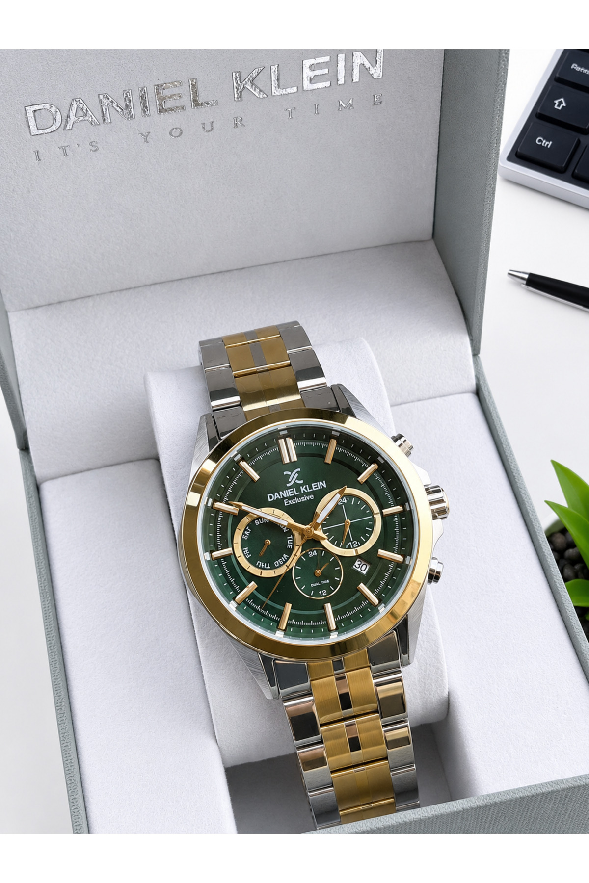 Daniel Klein Çelik Kordon Rolex Kasa+Takvim 3 Atm Suya Dayanıklı Erkek Kol Saati EDK.1.10665-7