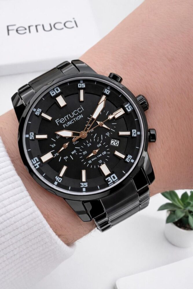 Ferrucci İç Fonksiyonları Aktif 30 Mt Suya Dayanıklı Çelik Kordonlu Erkek Kol Saati EFR.13299.M3 - Görsel 2