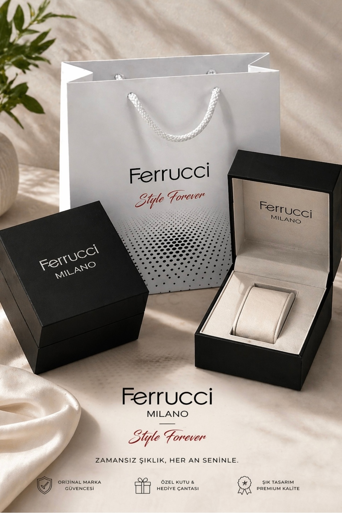 Ferrucci HEDİYELİK ÇELİK KORDON SU GEÇİRMEZ ERKEK KOL SAATİ 2YIL GARANTİLİ BABALAR GÜNÜ HEDİYESİ SEVGİLİLER GÜNÜ HEDİYESİ - Görsel 3