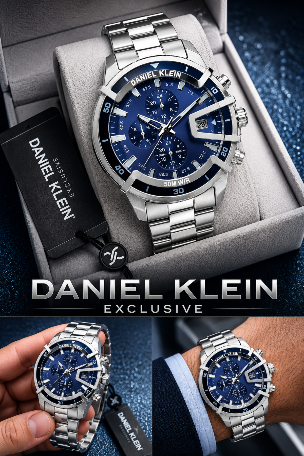 Daniel Klein Exclusive Erkek Saat Çelik Kordonlu Japon Mekanizma Özel Kutulu Şık Hediyelik Kol Saati DKE2151C3