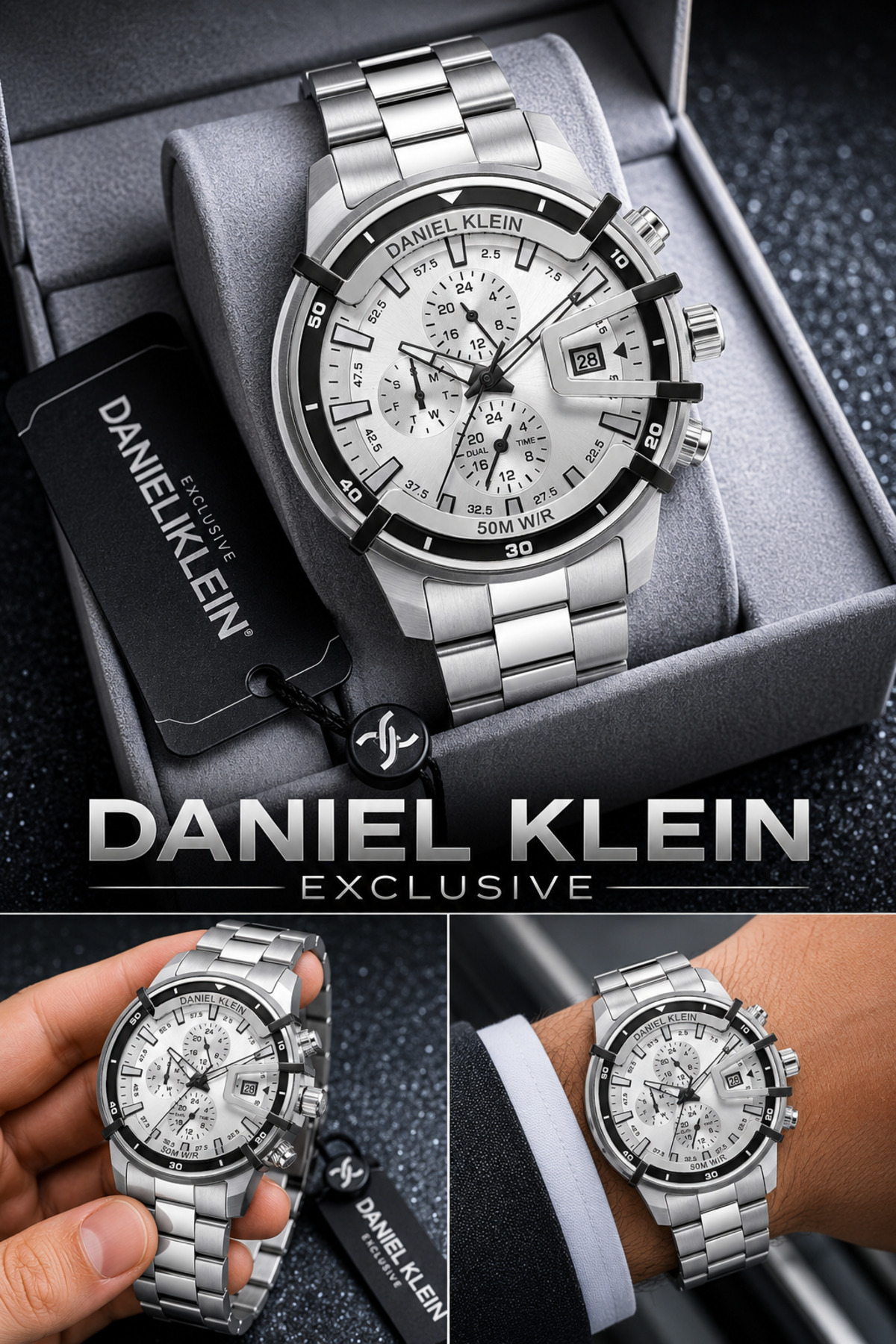 Daniel Klein Exclusive Erkek Saat Çelik Kordonlu Japon Mekanizma Özel Kutulu Şık Hediyelik Kol Saati DKE2151C6