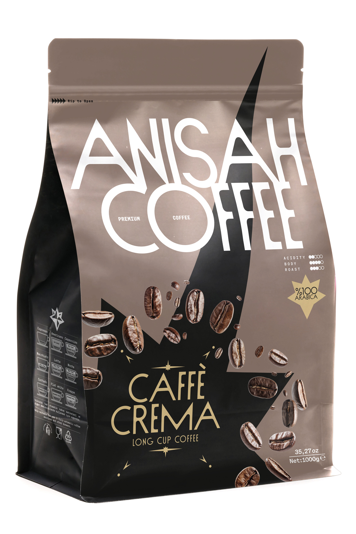 Anisah Coffee Caffè Crema Çekirdek Kahve | 1000gr | 0 Arabica