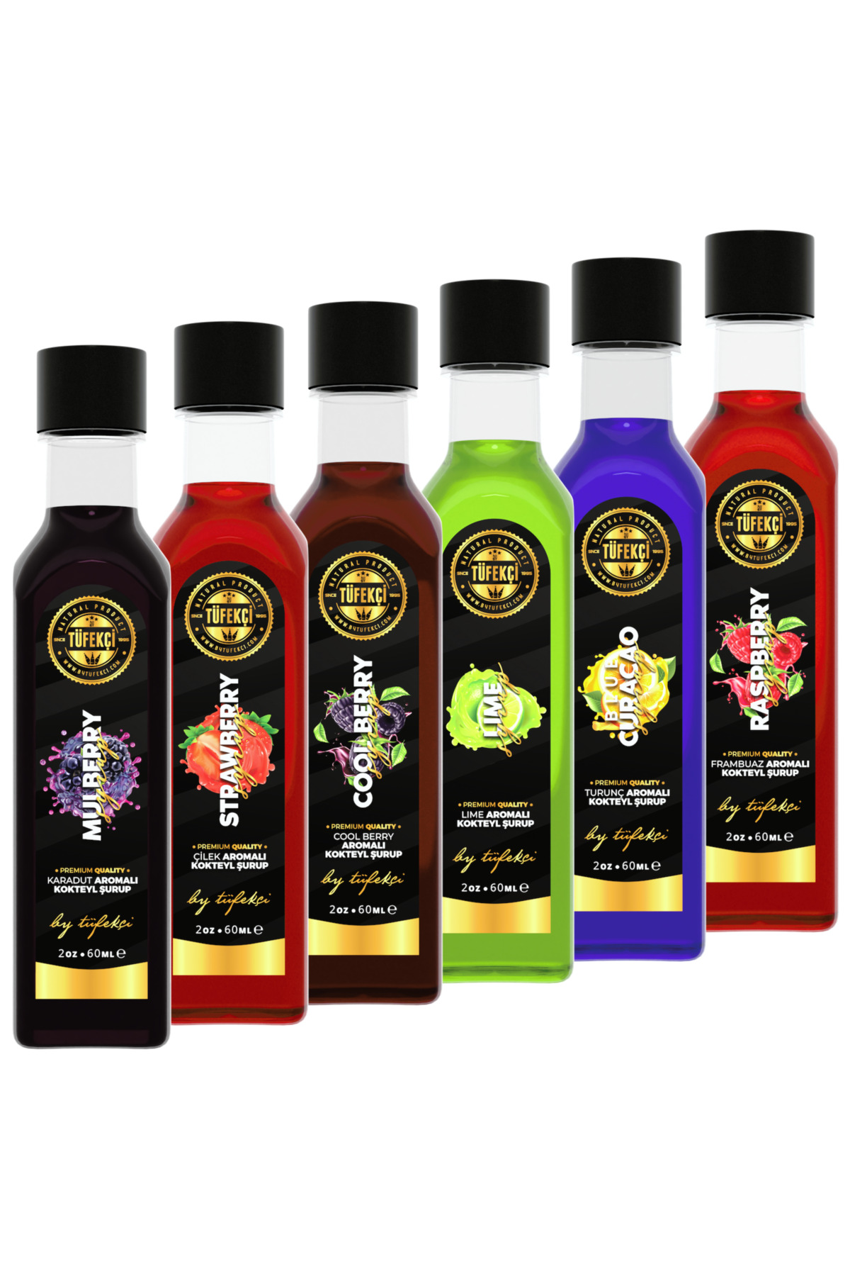 By Tüfekçi 6'li (lime,frambuaz,çilek,karadut,blue Curacao Cool Berry) 6x60ml