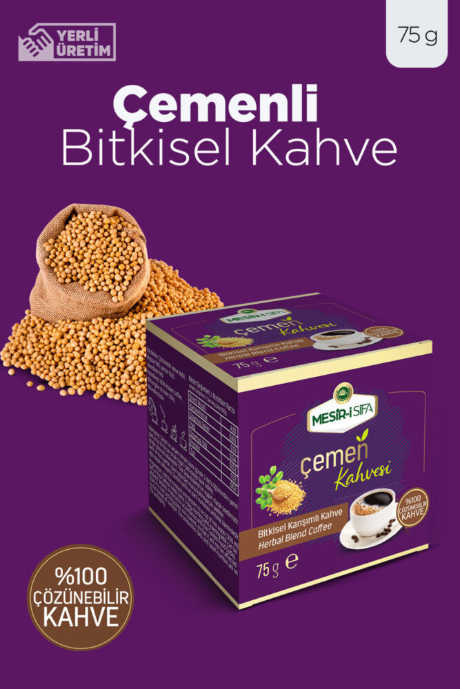 Mesirişifa Çemenli Bitkisel Kahve Bitkisel Karışımlı Çözünebilir Yumuşak İçim Çemen Kahvesi 75gr