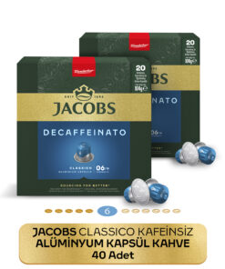 Jacobs Classico Kafeinsiz Nespresso Uyumlu Alüminyum Kapsül Kahve 40 Kapsül