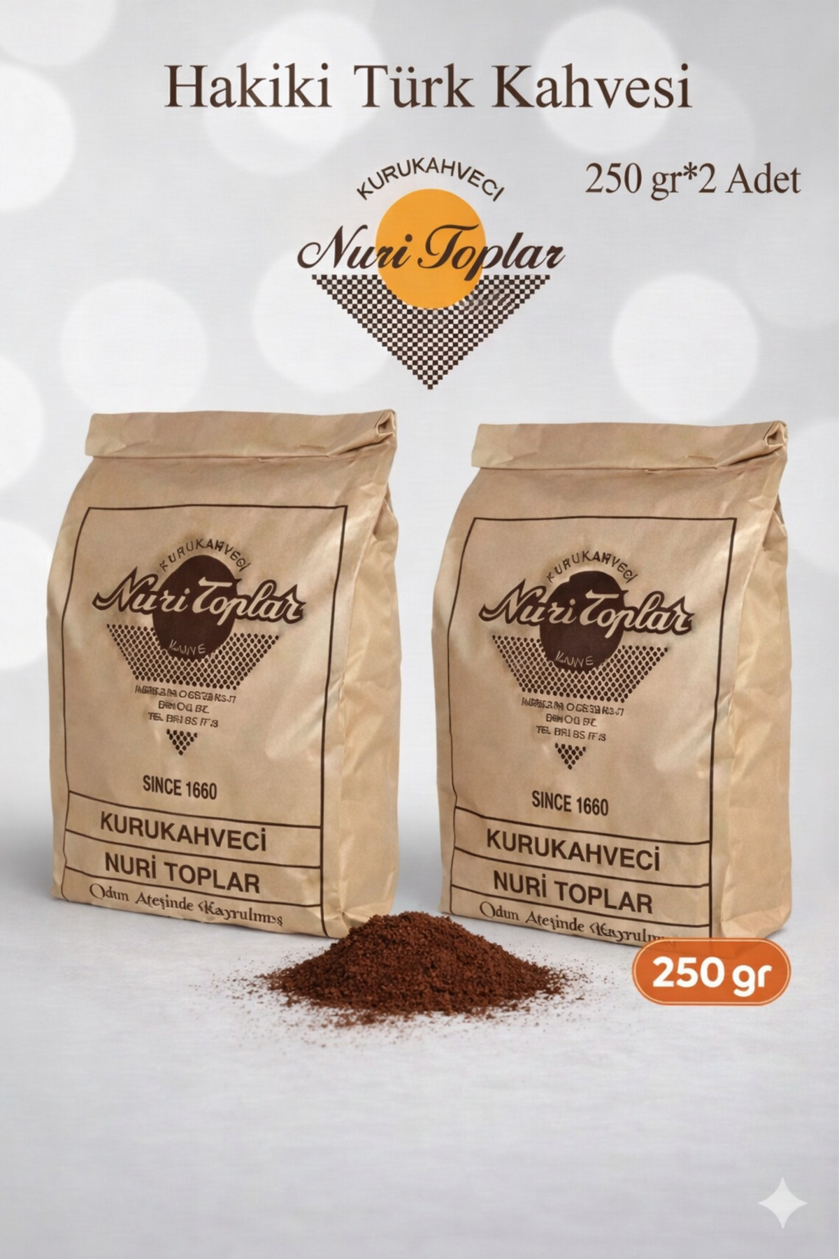 Nuri Toplar Türk Kahvesi Taze Günlük Çekim 2x250 Gram