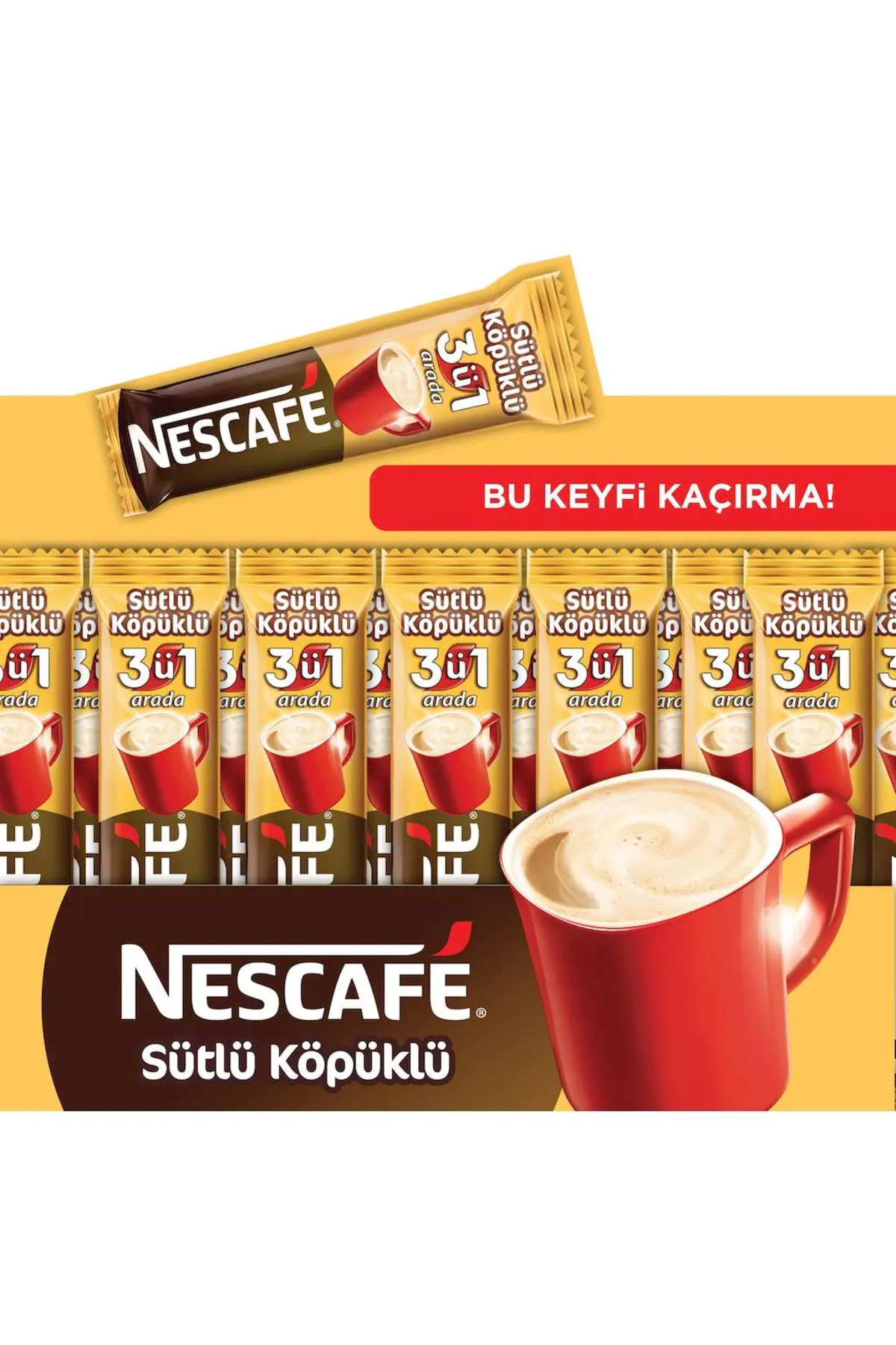 Nescafe 3'ü 1 Arada (üçü Bir Arada ) Sütlü Köpüklü 17,4 gr X 72 Adet -