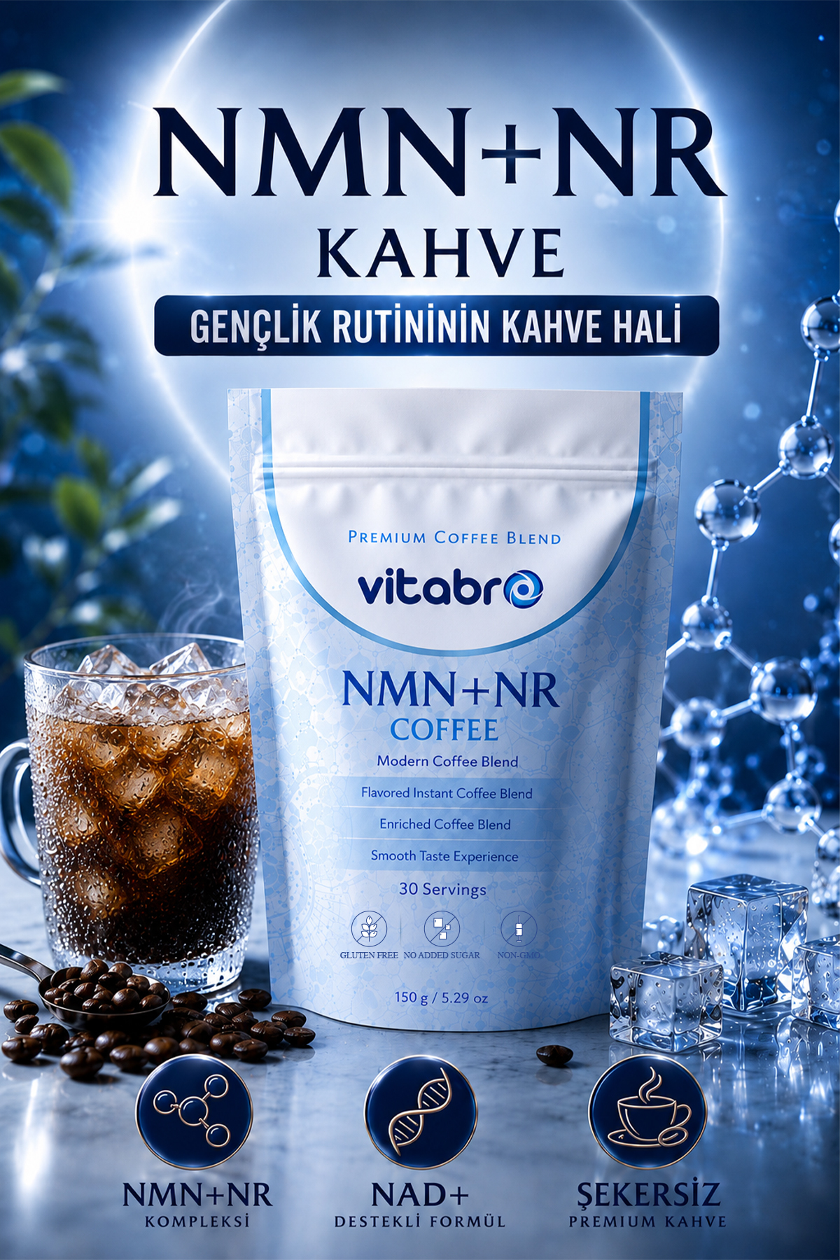 Vitabro NMN NR Kahve 150 g 30 Servis Şekersiz Modern Kahve Karışımı