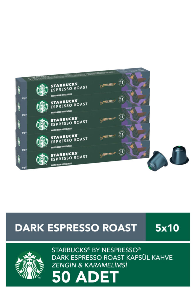Starbucks Nespresso Uyumlu Kapsül By Nespresso Dark Espresso Roast Kapsül Kahve 5 X 10 adet