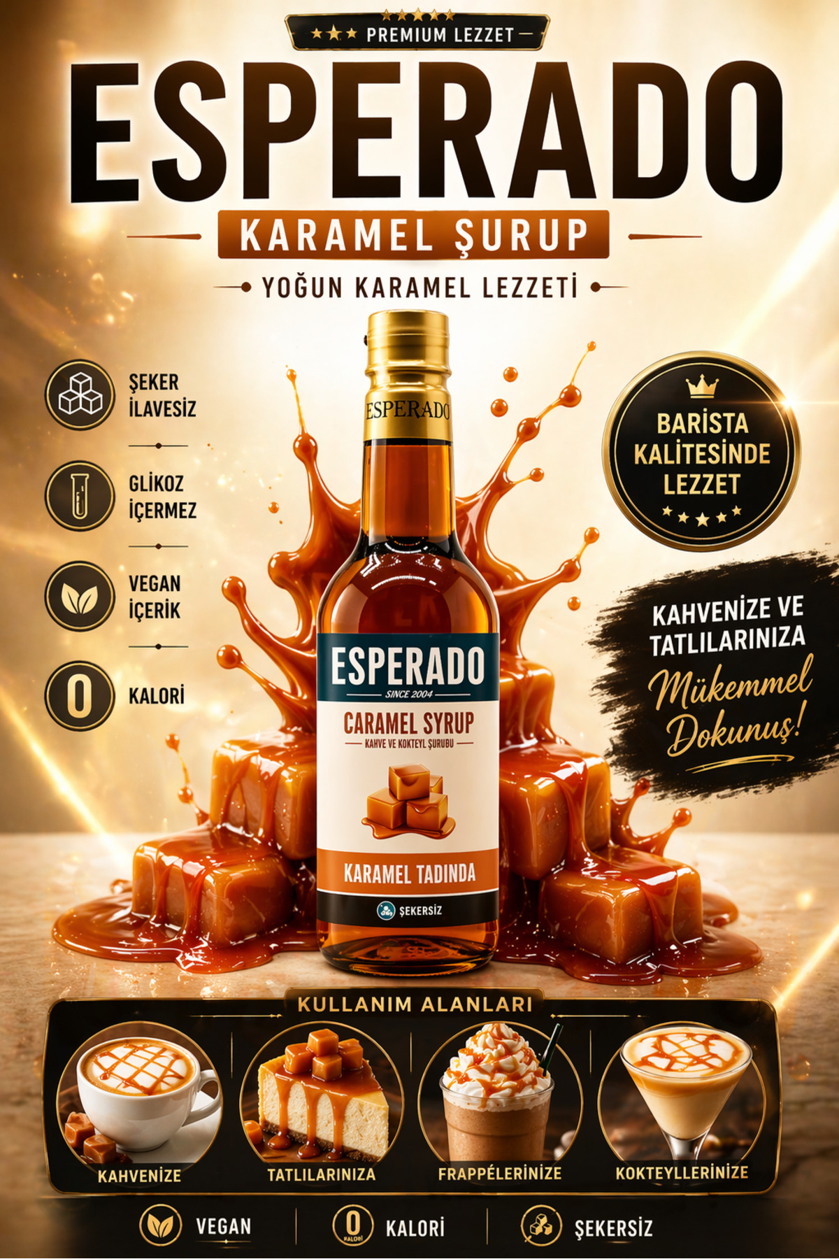 ESPERADO ŞEKERSİZ - SUGAR FREE KARAMEL AROMALI KAHVE ŞURUBU 750 ML - BARİSTA SERİSİ