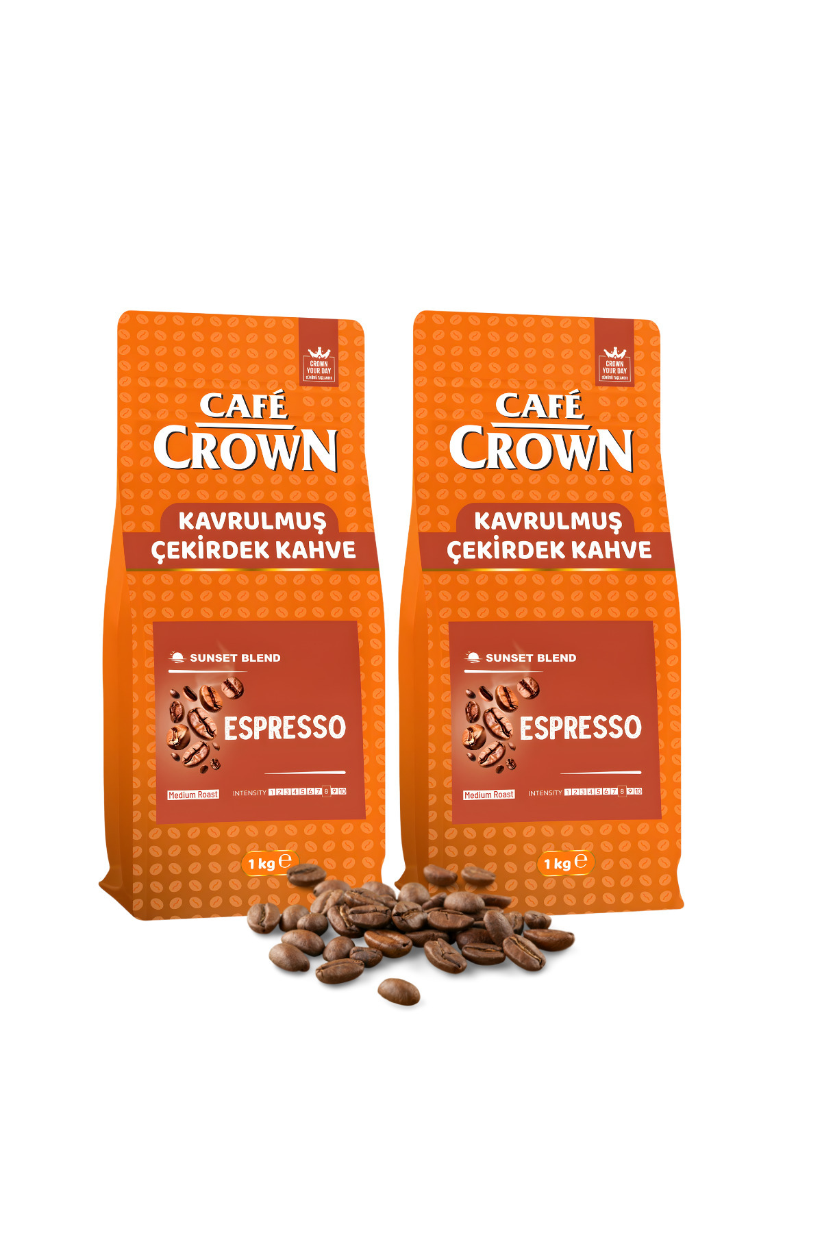 Cafe Crown Çekirdek Kahve 2x1kg (Medium Roast, Sunset Blend,Espresso)