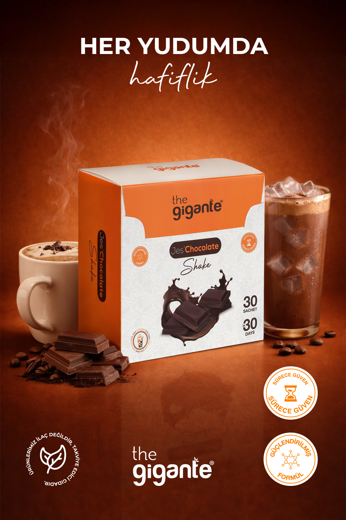 The Gigante Jes Chocolate Shake Sıcak Soğuk Çikolata Kahveli DetoxPLUS