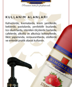 Simonelli Kahve Ve Kokteyl Şurubu Çilek Aromalı 700 ml Pompa Hediyeli - Görsel 3