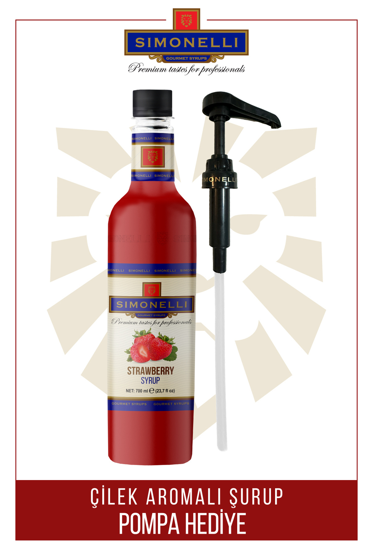 Simonelli Kahve Ve Kokteyl Şurubu Çilek Aromalı 700 ml Pompa Hediyeli