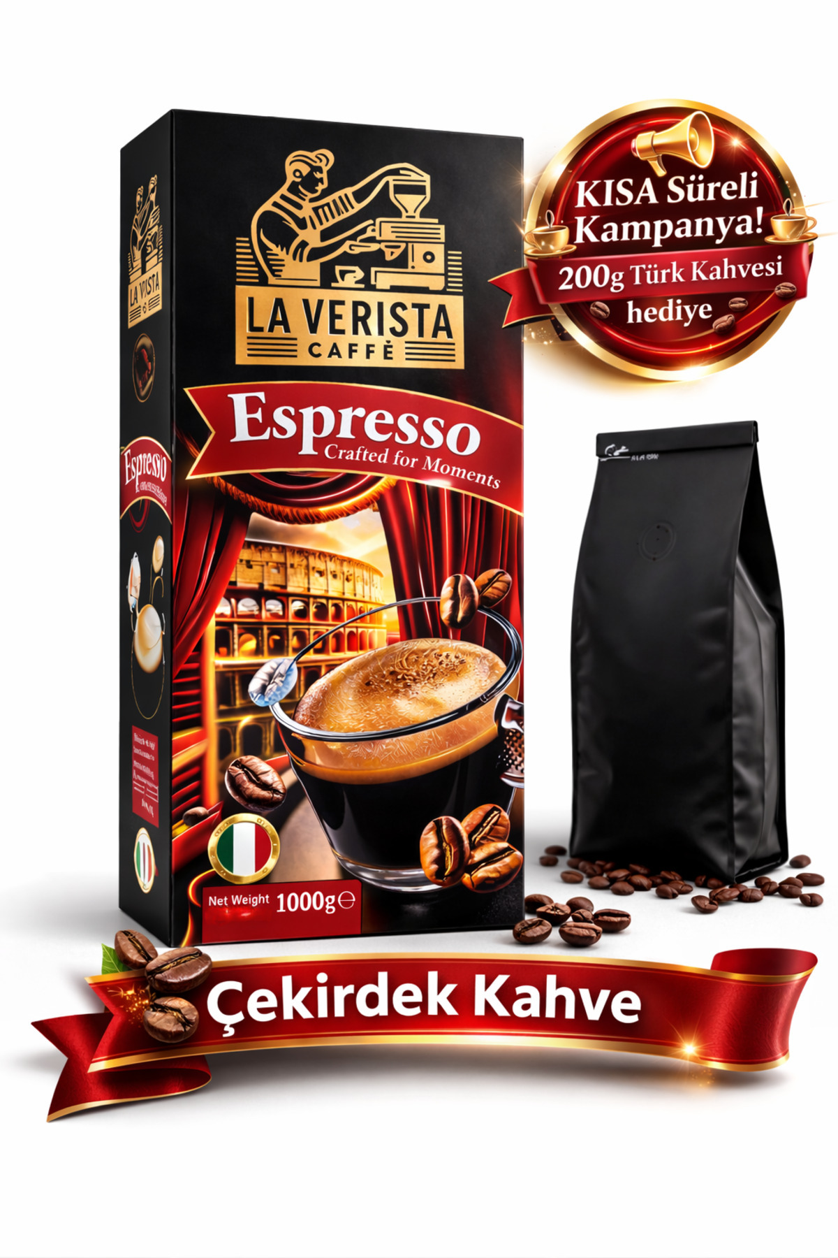 LA VERISTA Espresso Kahve Günlük kavurma Yoğun Gövdeli Coffee 1000G blend