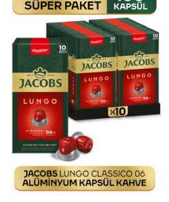 Jacobs Lungo 6 Classic Nespresso Uyumlu Alüminyum Kapsül Kahve 10 Adet X 10 Paket