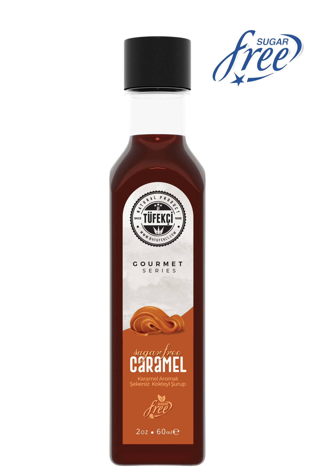 By Tüfekçi Şekersiz Karamel Kahve Şurubu 60 ML | Sugar Free | 0 Kalori | Yüksek Aroma