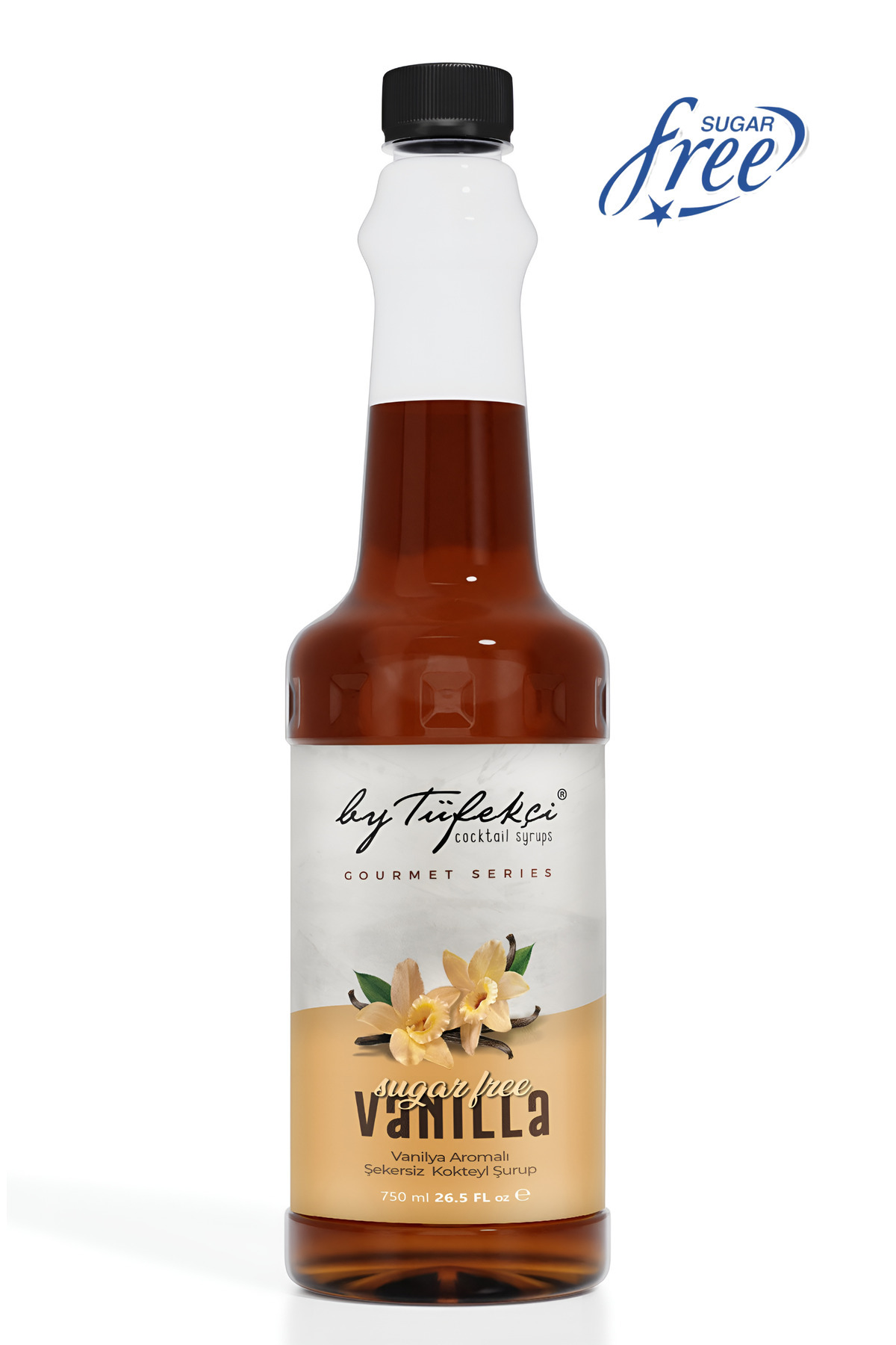 By Tüfekçi Gourmet Series Şekersiz Vanilya Kahve Şurubu 750 ML | Doğal Aroma | Sugar Free | 0 Şeker 0 Kalori