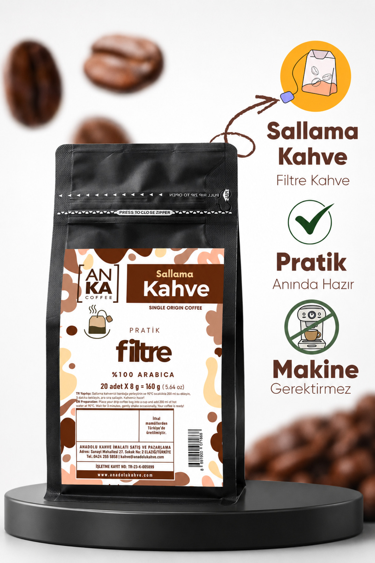 ANKA Coffee Sallama Filtre Kahve 20’li – Ekipmansız Taze Kahve Deneyimi