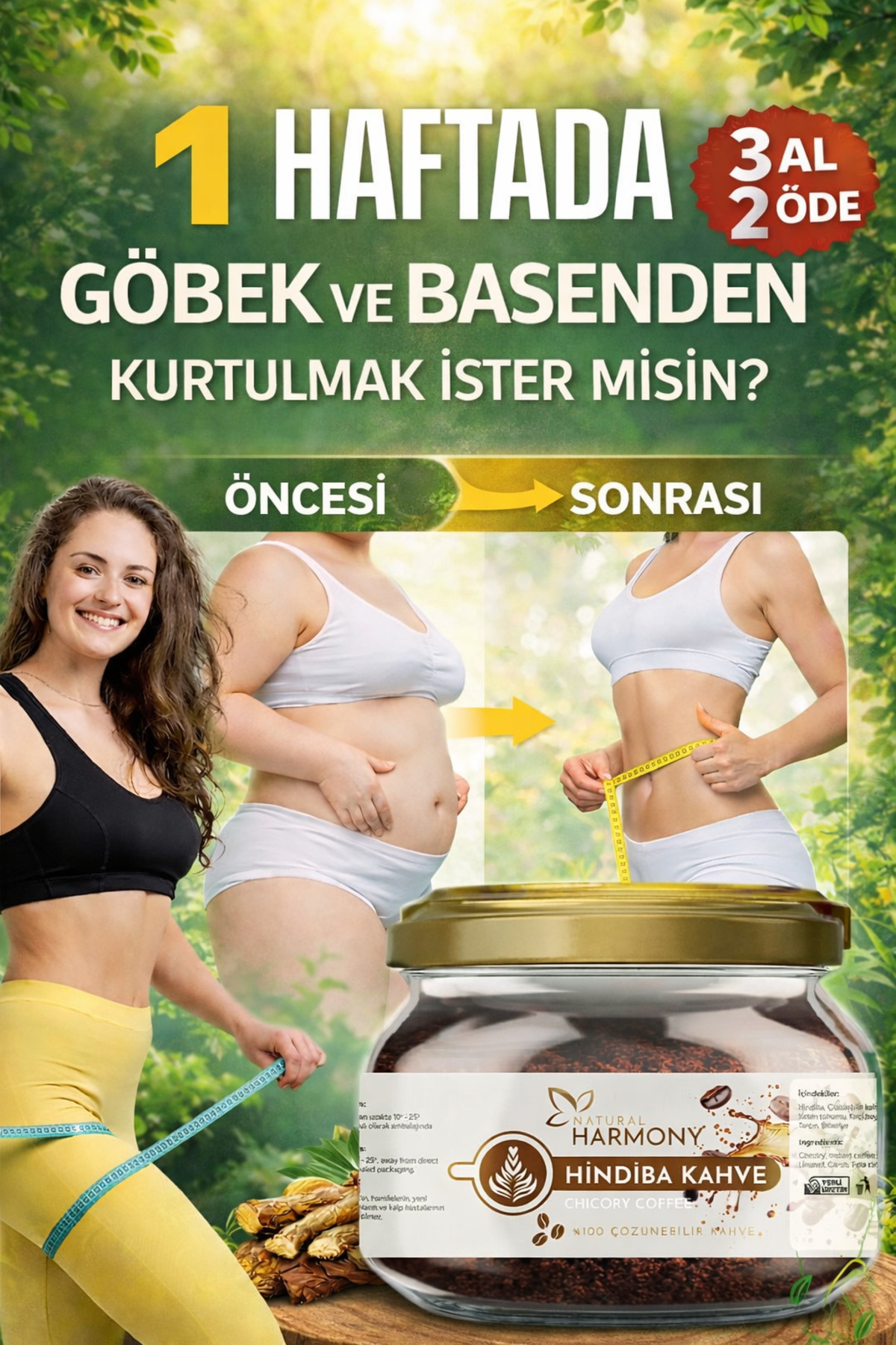 Natural Harmony Zayıflamak kilo vermeye yardımcı Karahindiba Detox Içimi Kolay Diyet Hindiba Kahve 150 gram