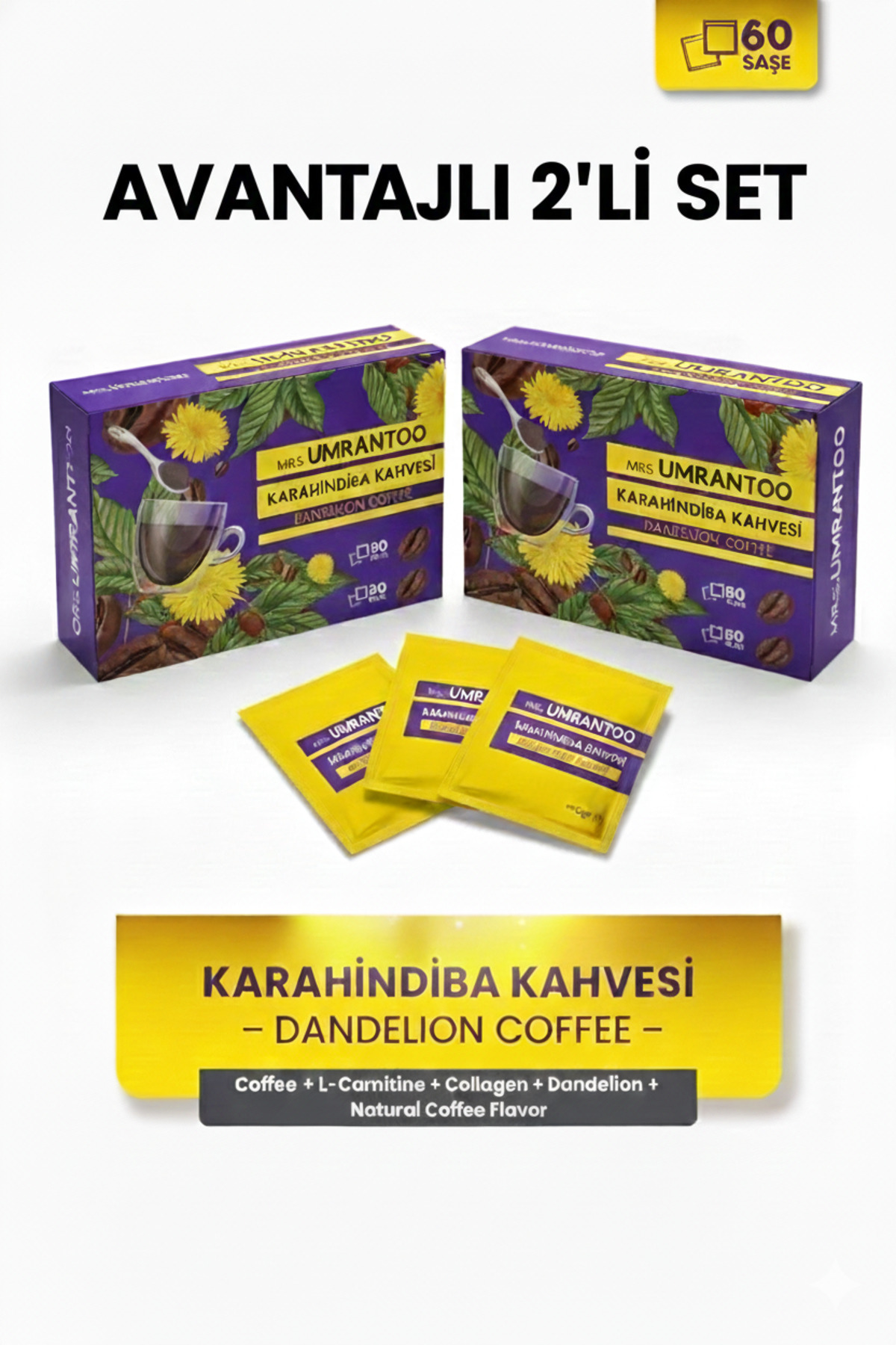 MRS.UMRANTOO Karahindiba Kahve 30 Saşe 2'li Paket