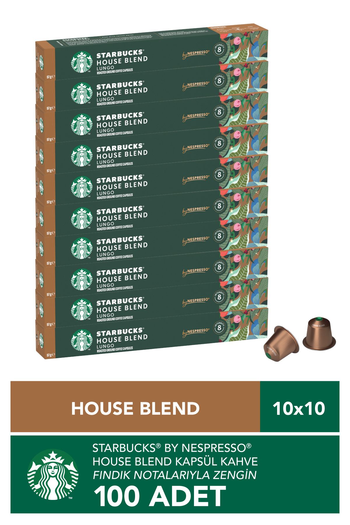 Starbucks Nespresso Uyumlu Kapsül By Nespresso House Blend Kapsül Kahve 10 X 10 adet