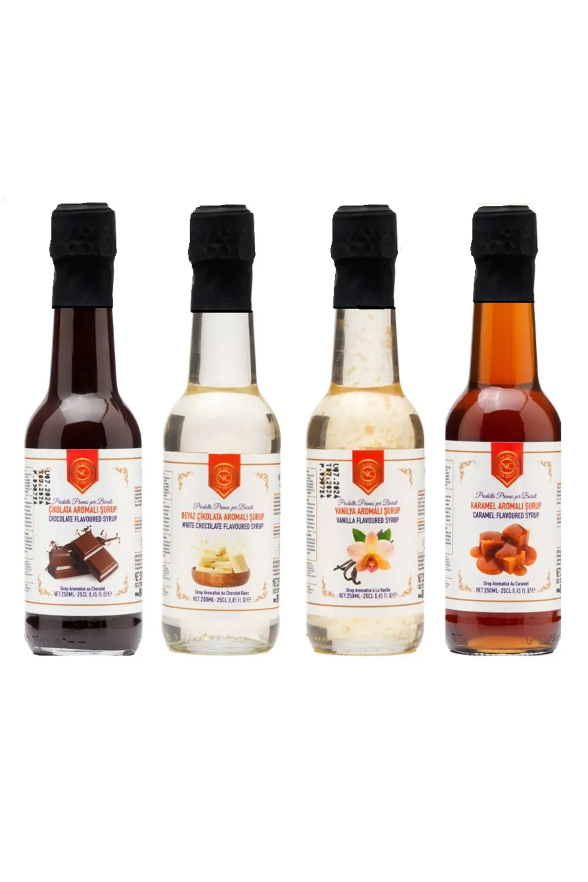 Nish Coffee Nish Vanilya, Karamel, Beyaz Çikolata, Çikolata Aromalı Şurup 4x250 ML - Pet Şişe