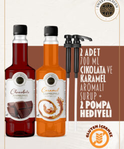 sweet heaven Çikolata ve Karamel 2li 700Ml Kahve Şurubu - Pompa Hediyeli