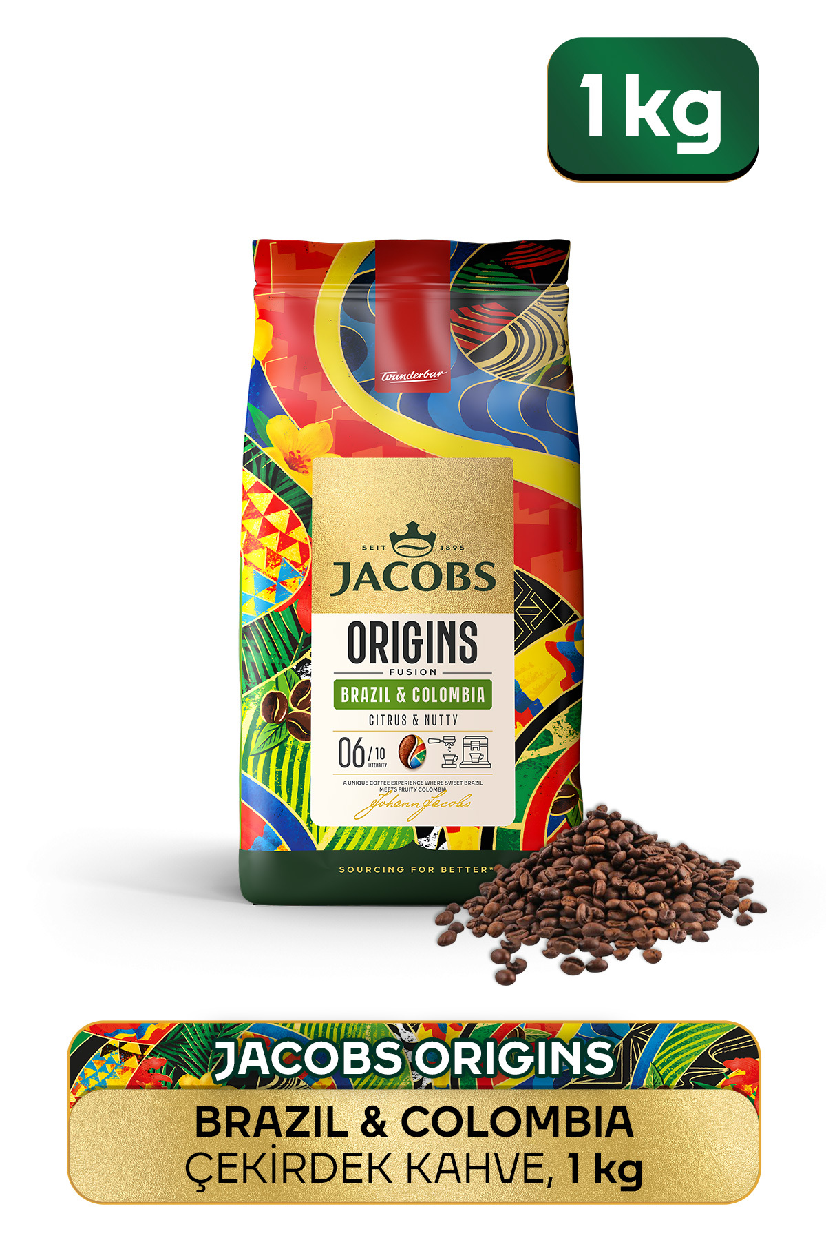 Jacobs Origins Brazil & Colombia Çekirdek Kahve 1 Kg