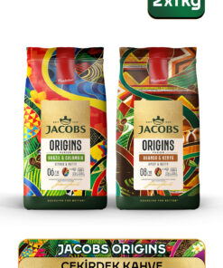 Jacobs Origins Brazil & Colombia + Uganda & Kenya Çekirdek Kahve 1 Kg 2'li Paket
