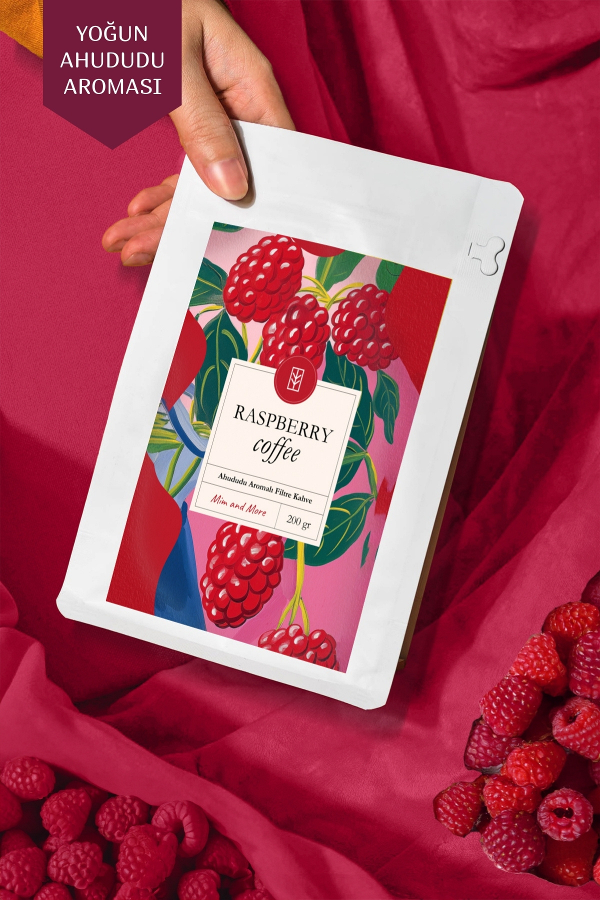 Mim and More Raspberry Coffee - Ahududu Aromalı Kahve Filtre Kahve, 200 gr