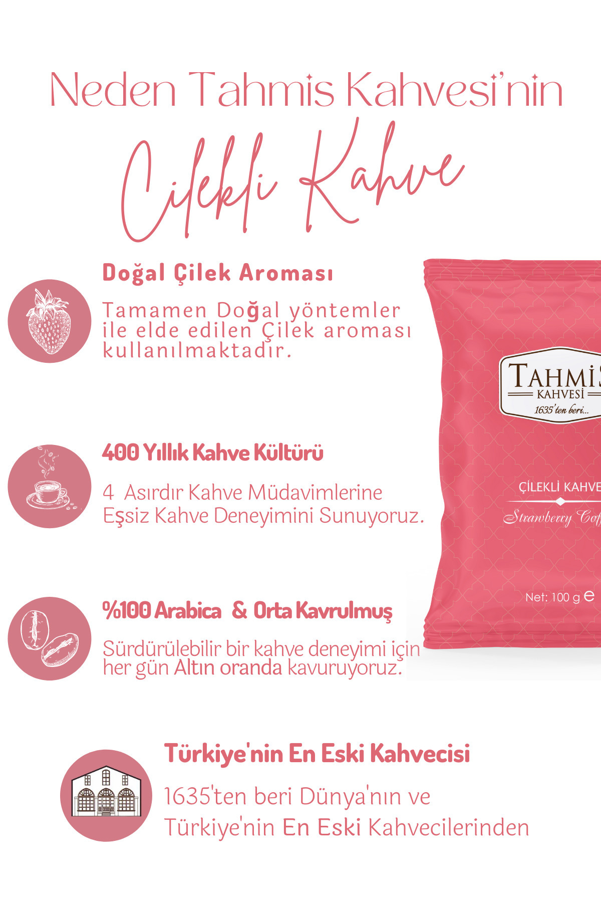 Tahmis Tek Paket Dağ Çilekli Türk Kahvesi 100 gr