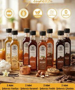 By Tüfekçi Şekersiz (Sugar Free) 8’li Kokteyl ve Kahve Şurubu | Yüksek Aromalı Kalorisiz Formül (8x60 ml)