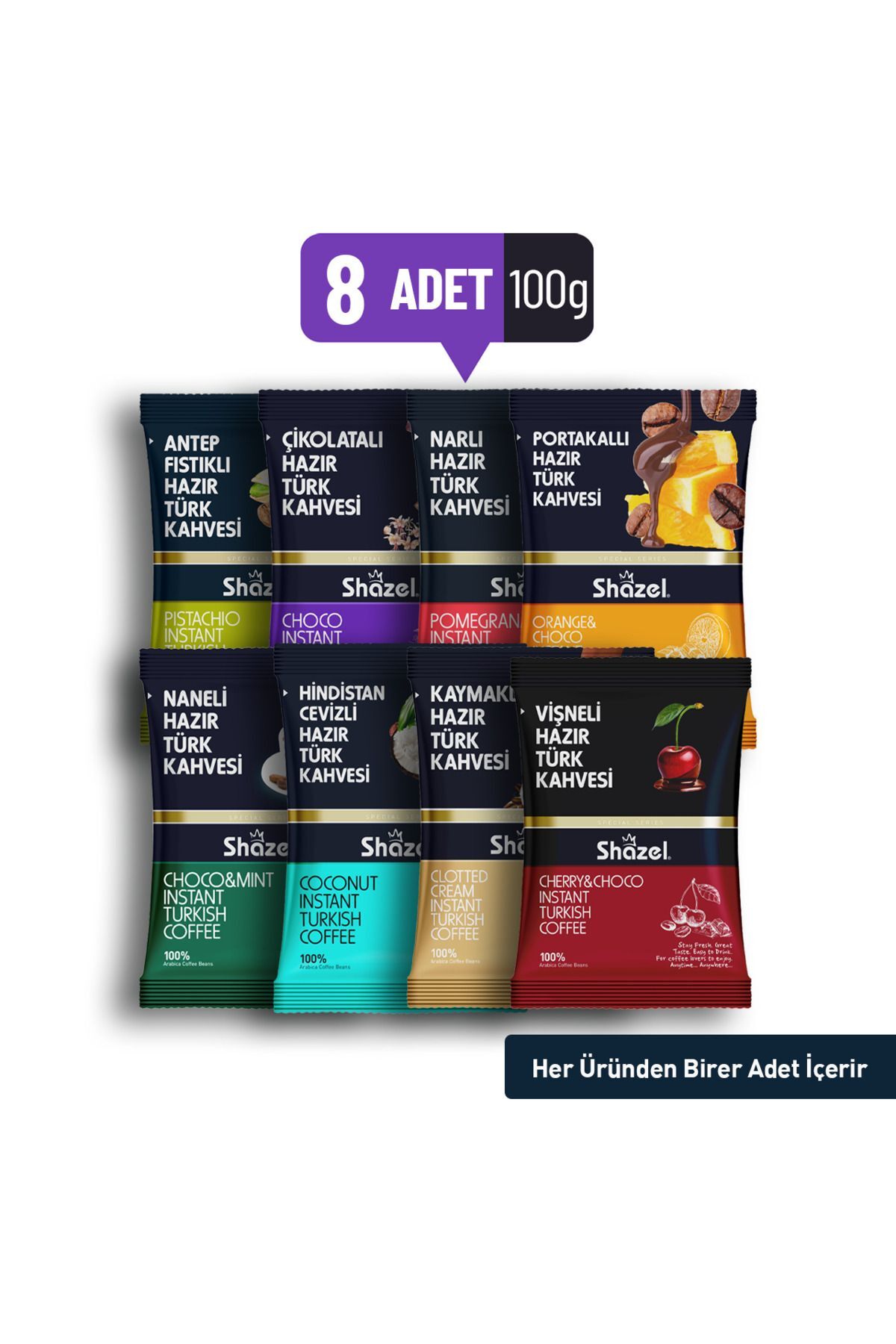 Shazel Hazır Karma Special Hazır Türk Kahvesi 8'li (100GR. X 8 ADET)