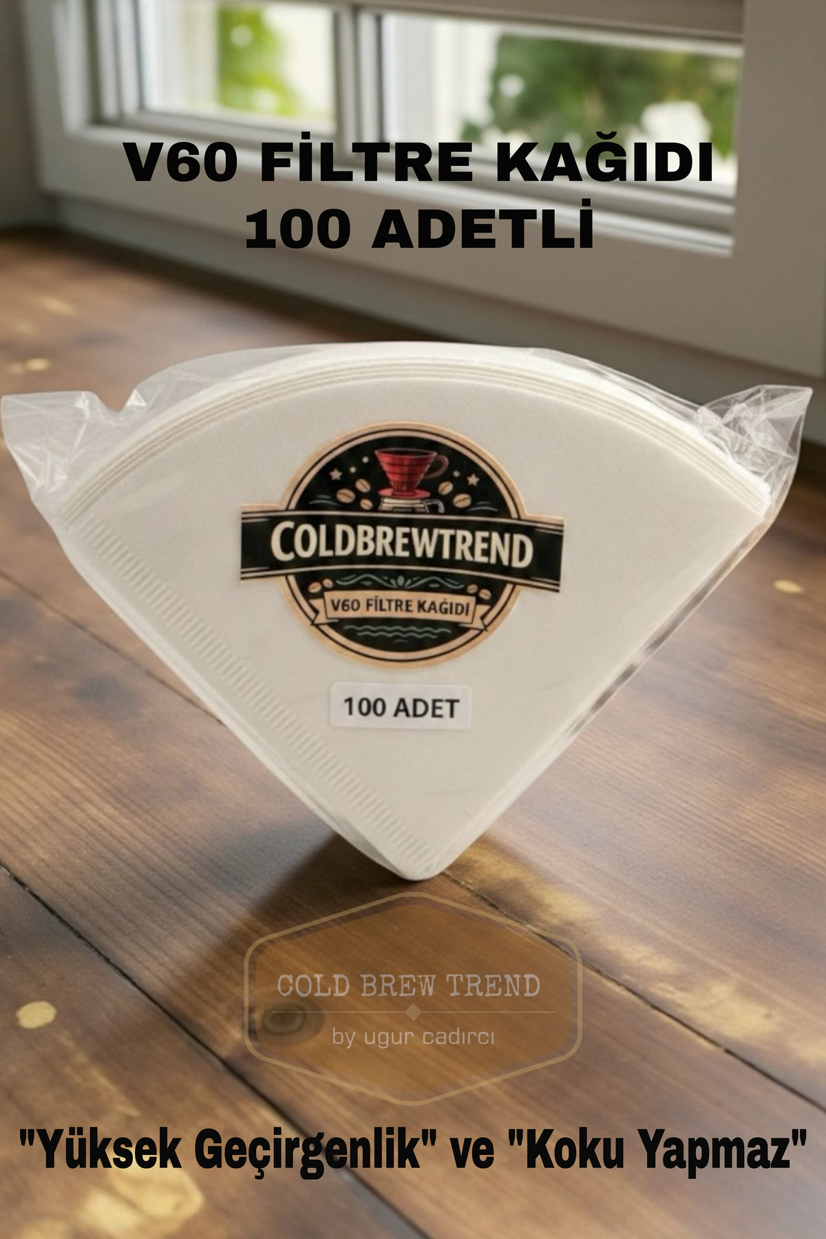 COLD BREW TREND by uğur cadırcı V60 Kahve Filtre Kağıdı 02 Numara 100 Adet - Beyaz