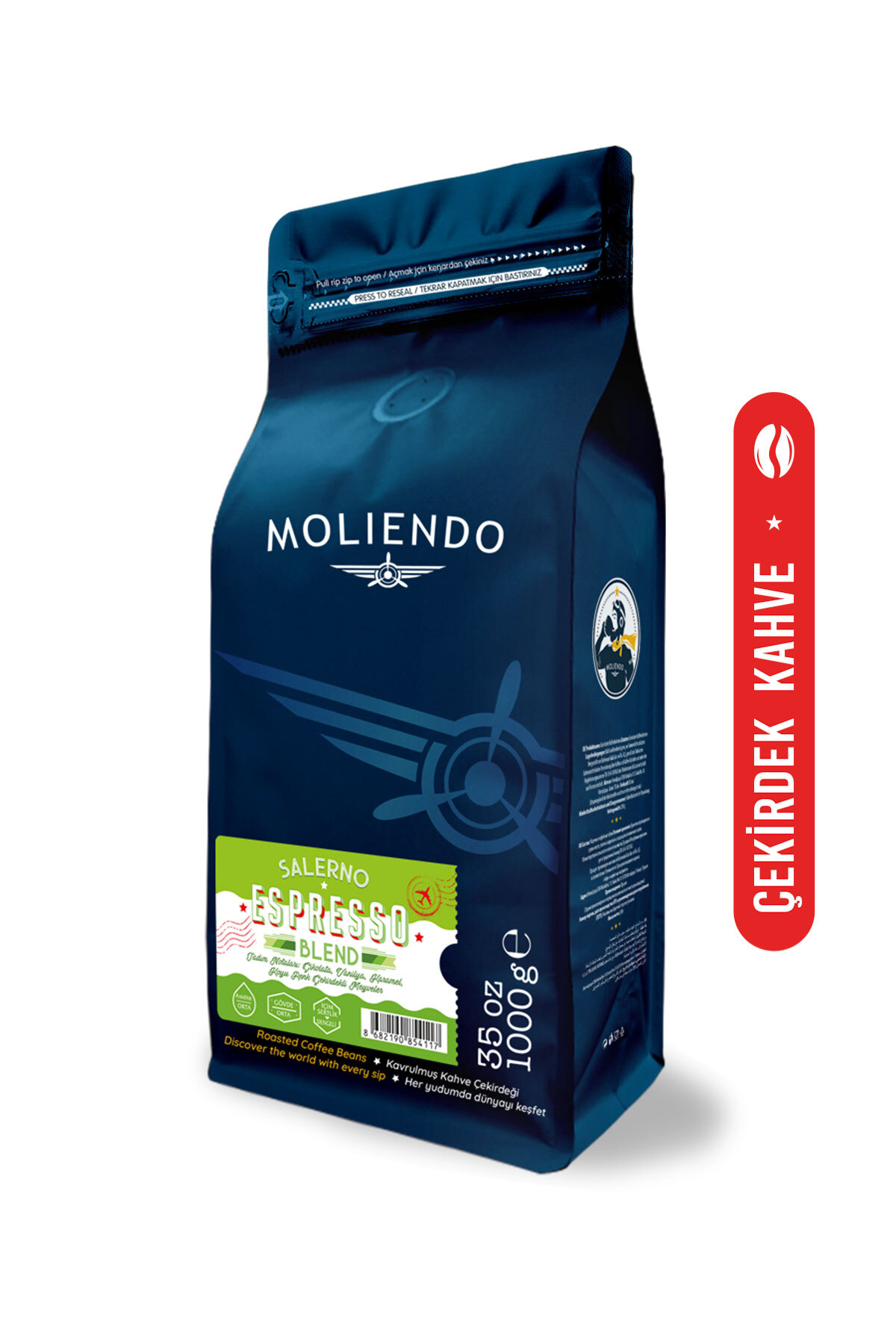 Moliendo Salerno Espresso Blend Kahve (Çekirdek Kahve) 1000 g