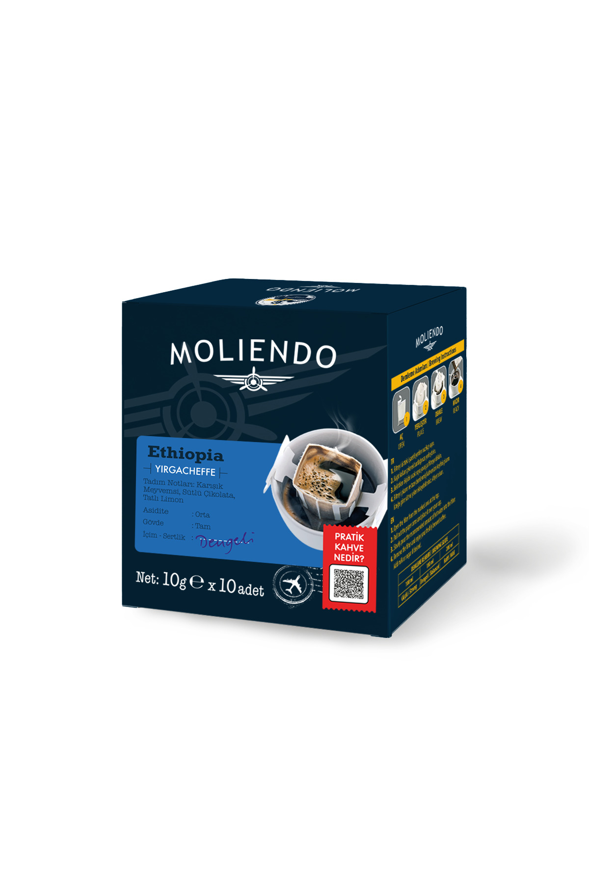 Moliendo Ethiopia Yirgacheffe Pratik Filtre Kahve 10x10 g