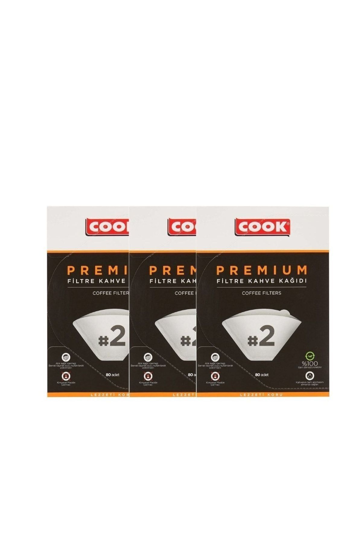 COOK Premium Filtre Kahve Kağıdı - Ebat 2 (3 PAKET 240 ADET)