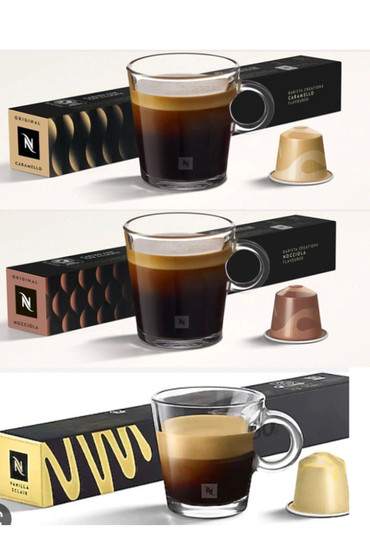 Nespresso Vanilian Nuts Tatlar Serisi ,, Vanilla Eclair , Caramello ,, Nocciola ,, Crnky