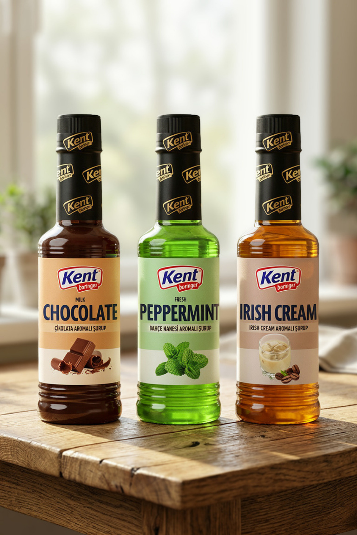 Kent Boringer Kahve Şurupları Avantajlı 3'lü Set (Çikolata-Nane-Irish Cream) 355ml X3