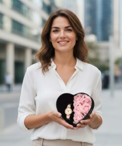 Forentina Kadın Rose Metal Kol Saati - Rose Yapay Güllü Kutuda Hediye - Ps182100tr - Görsel 3