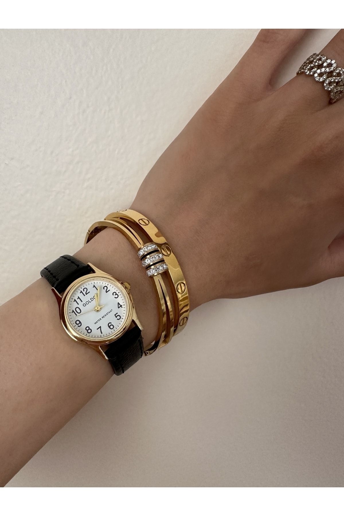 GOLDON Vintage Stil Deri Kayışlı Kol saati