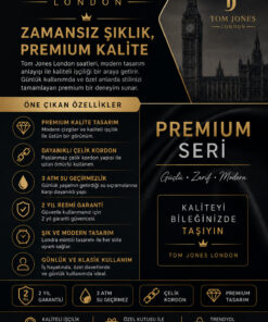 Tom Jones London ERKEK KOL SAAT ORJİNAL ÇELİK GÜMÜŞ RENK 3ATM SU GEÇİRMEZ 2 YIL GARANTİLİ FATURALI - Görsel 3